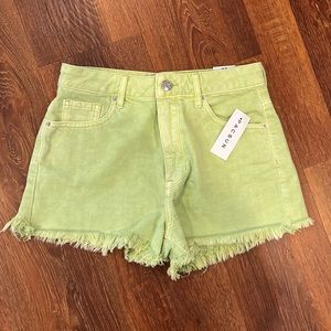 Pacsun High Rise Festival Neon Green Jean Shorts
